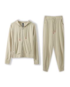 Women's long sleeves casual outfit - Khaki Q503