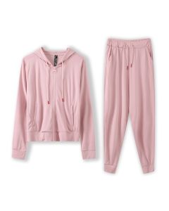 Women's long sleeves casual outfit - Pink Q503