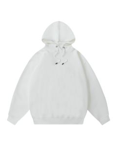 Off shoulder solid Hoodie - White M02